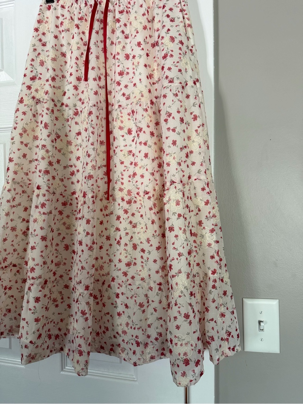 Baevely Floral Tiered Maxi Long Skirt Cream Floral Cottagecore - Picture 4 of 8
